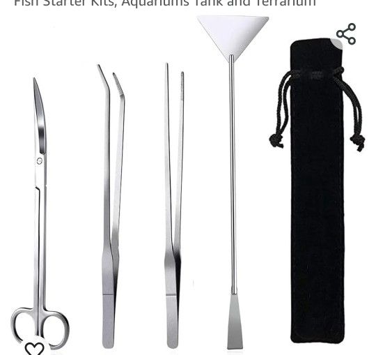 
Aquarium Aquascaping Tool, Long Tweezers Scissors Spatula, 4 in 1 Stainless Steel Aquatic Plants Set for Fish Starter Kits, Aquariums Tank and Terrar