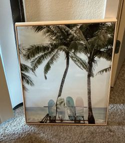 Tropical Beach Surfboard Canvas Wall Art