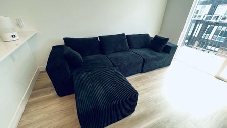 Sectional Sofa Upholstered Corduroy Couch
