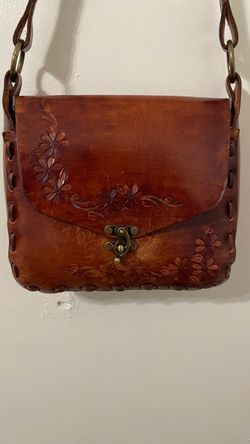 Vintage Tooled Leather Crossbody Bag