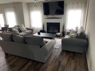 Gray Couch, Chair and half and Loveseat