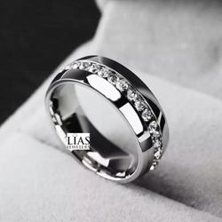 New 18k White Gold Men Wedding Ring 