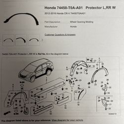 OEM Honda Right Read Wheel Opening Molding 