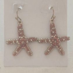Starfish Dangle Drop Earrings Coral Color