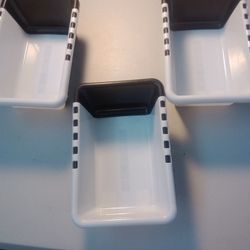 Three 3 Pack Of Plastic Extendable Adjustable Organizer Black And White Storage Containers 