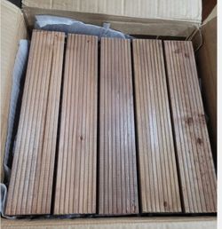 11pcs Indoor & Outdoor Wood Flooring Tiles for Patio Garden - Brown