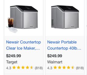 Countertop Stainless Steel Ice Maker Newair Brand 40lb / day Model ClearIce40 Clear Ice