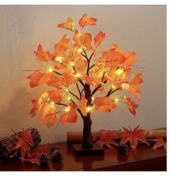 Lighted Maple Fall Tree Autumn Thanksgiving Tabletop Decor