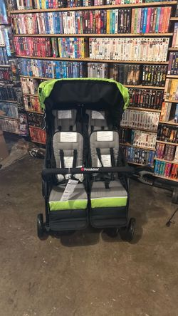 Foundations Gaggle Compass 4-Seat Quad Stroller, Reclining Seats with Canopy, Black New.