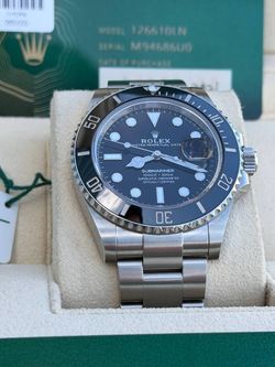 2021 Rolex Submariner Date 41mm 126610LN Black Dial Stainless Steel Oyster Bracelet Black Ceramic Bezel Watch Box Card Tags FULL SET