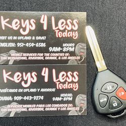 [$100 In Upland] 2006-21 Toyota Duplicate Head Key & Remote Copy (Camry, Corolla, Tacoma, Tundra, RAV4, 4Runner, Yaris, Matrix, tC, xB, xD)
