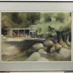 Wilshire's Apple Shed California Watercolor By Hansberger 