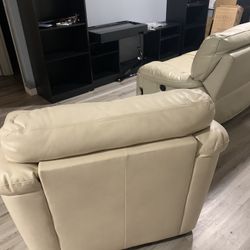 Really Nice Beige leather Chair And Reclining Sofa