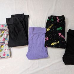 Set of pants: emoji, black. Purple, black with fish, Black with brown, size 12m+