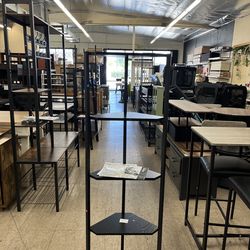 VASAGLE 5-Tier Corner Shelf Stand w/ LED Lights Storage w/ Steel Frame - Black