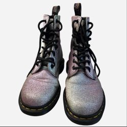 Dr Martens silver glitter boots, size 7