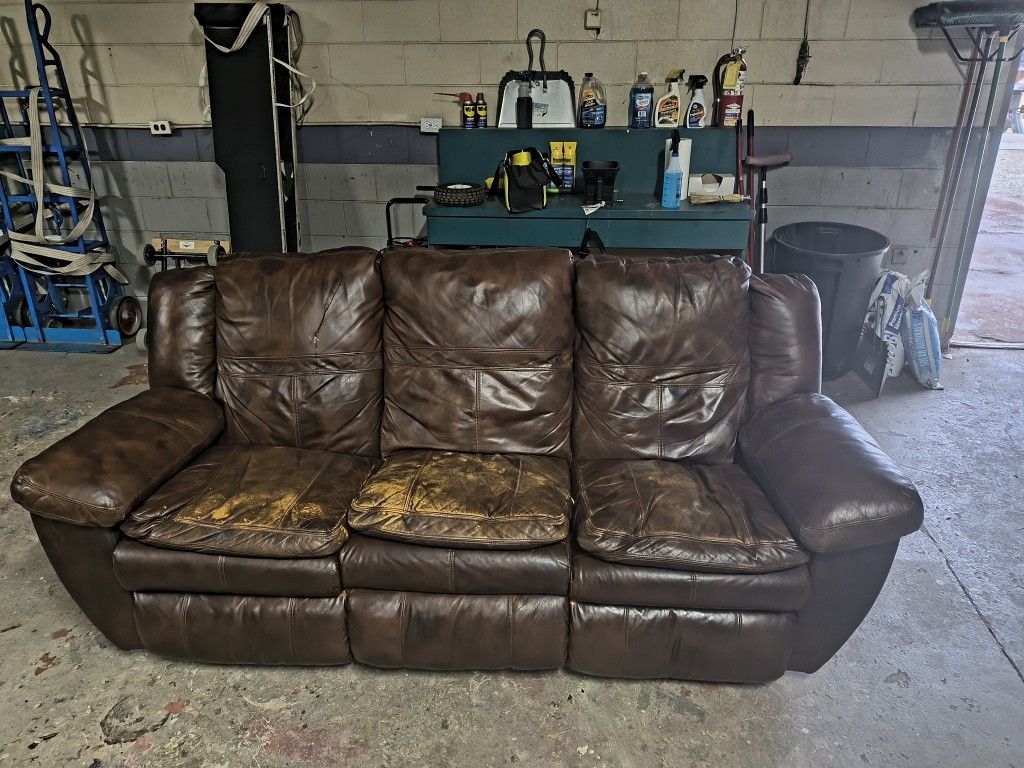 Slightly Used Leather Couch, Dual Recliner