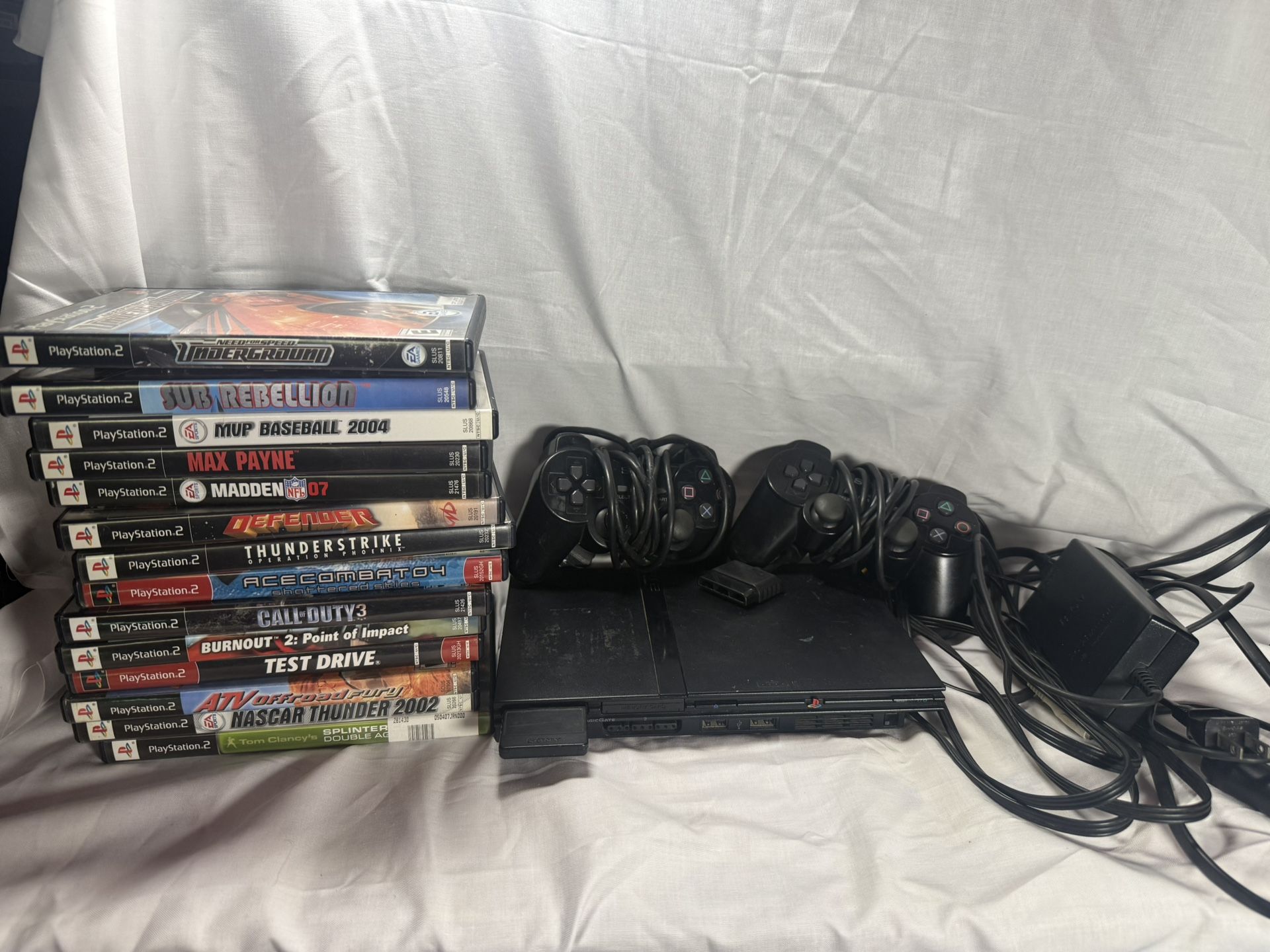 Slim PlayStation 2 Ps2 Console Bundle With 14 Video Games