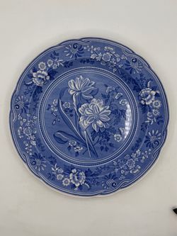 Vintage SPODE Blue Room Collection Floral 10.5” Plate - Botanical (Blue & White)
