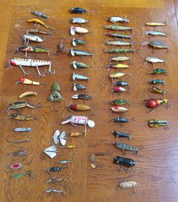54 Vintage Fishing Lures Collection Only $250 - If you Know your fishing lures you know the bargain. 54 FISHING LURES Vintage Collection Includes bass
