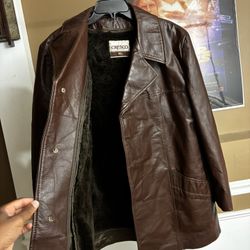 Brown Leather Jacket With Fur
