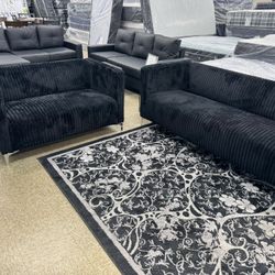 Sofa & Loveseat Brand New Black Velvet For Only $430 