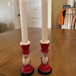 Wooden Mini Hand Painted Candle Sticks With Candles