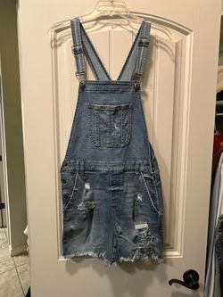 Blue denim overalls