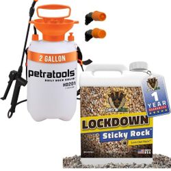 Petra Lockdown Sticky Rock 1 Gallon Rock Glue and PetraTools HD201, 2 Gallon Sprayer Bundle