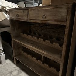 Wooden Rustic Unique Bar With Wine Rack And Glass Rack 