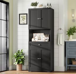 Tall Black Bathroom Storage Cabinet