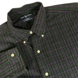 Polo Ralph Lauren Blake Mens XXL Purple Green Plaid 100% 2-Ply Cotton Shirt