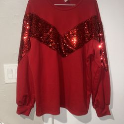 Grace & Emma Red Sequin Top