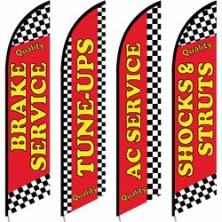 Features Bid History SmoothNovelty 4 Pcs Auto Repair Shop Feather Flag 12 X 2.5 Ft Large Open Sign Flag Advertising Flags For Car Fix Mend Outsider Sh