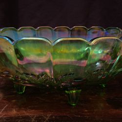 Carnival Glass, 12” Bowl, Green