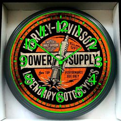 Harley-Davidson Garage Shop Glow In The Dark Wall Clock New