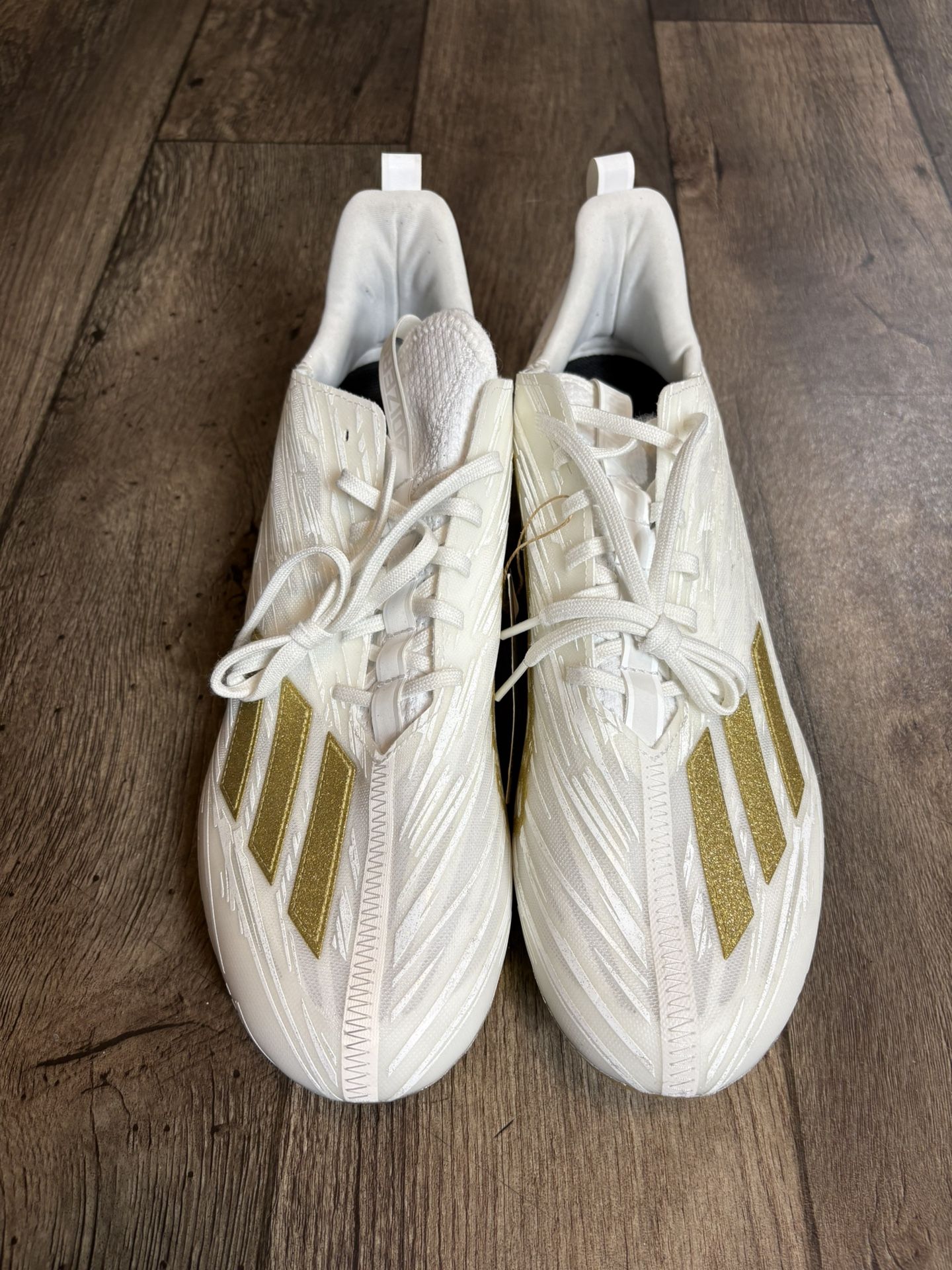 Adidas Adizero 12.0 White Gold Metallic Football Cleats GX5122 Men’s Size 13.5