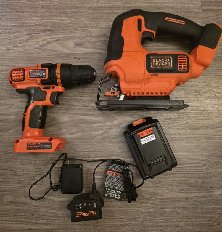 Black And Decker, Cordless Drill And Jigsaw Set