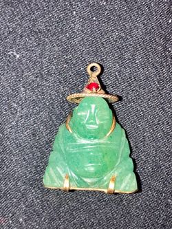 14k Jade Buddha pendant