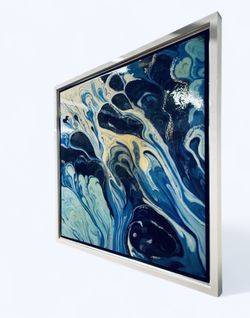 MONUMENTAL ACRYLIC FLUID ART PAINTING “ ANGRY SEA”