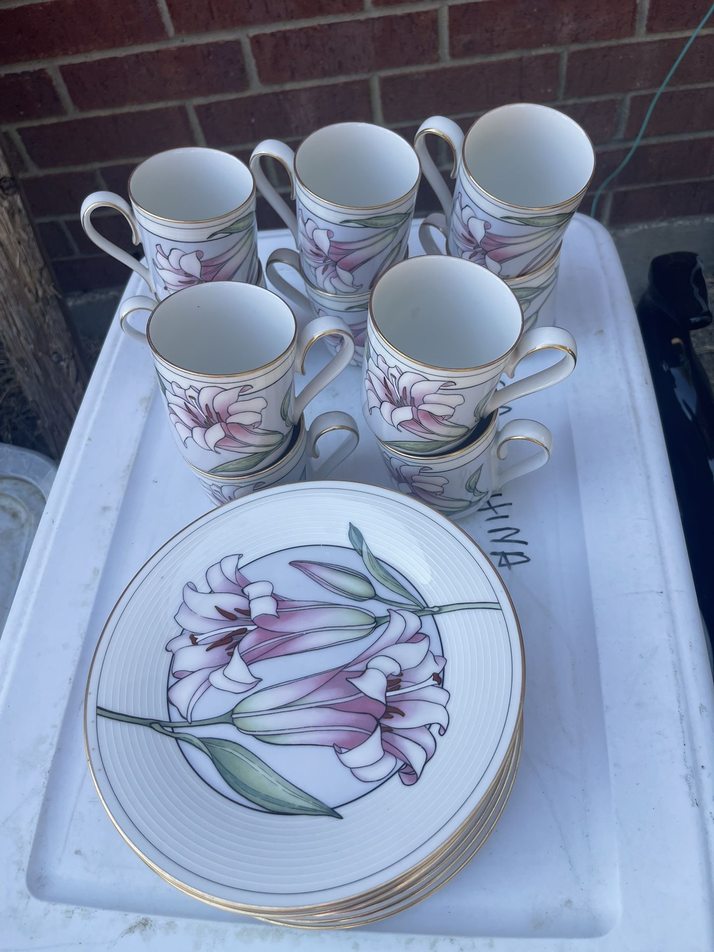 Set of 10 Plate And 10 Cups !!!! Noritake Vintage China Lily Delight 7284