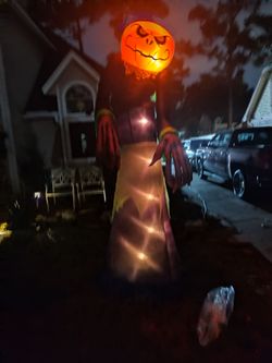 Home Accents Lighted Pumpkin Reaper Airblown Inflatable huge sz 10 ft tall with lights
