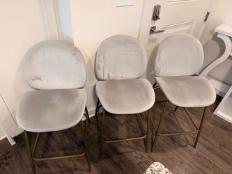 Set of 3 Velvet Counter Stools