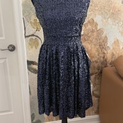 EMERALD SUNDAE Fit & Flare Sleeveless Sequin Party Homeschooling Prom Dress L