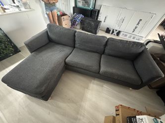 Grey Couch w/ Storage Ottoman