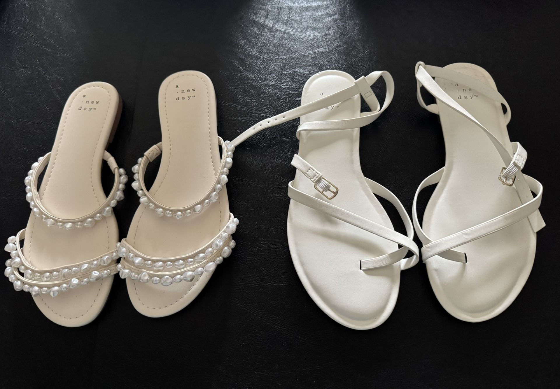 White Sandals Two Pair Size 6.5