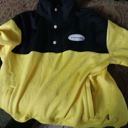 Yellow Volcom Jacket With Black Stripes