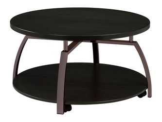 Dacre Dark Charcoal Round Engineered Wood Top Coffee Table