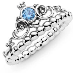 Disney Cinderella Blue Crystal Tiara Pandora Ring