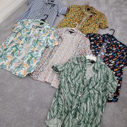 Vibrant colored Short-Sleeve Button-up Shirts - Men's Medium Slim Fit